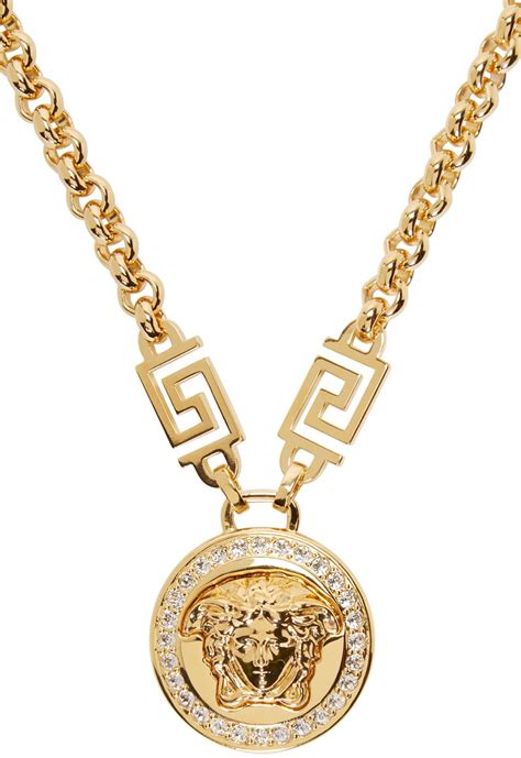 versace medusa necklace 2 inch pendant medallion|Versace Medusa medallion necklace.